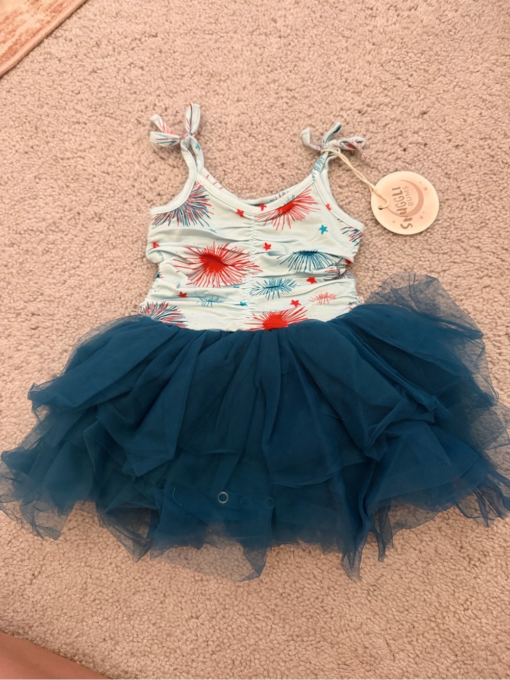 Firework Skirted Tutu Dress in Teal & White - Snuggle Bums